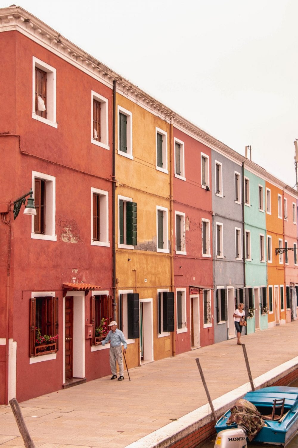 A row of colorful houses in Burano, Italy