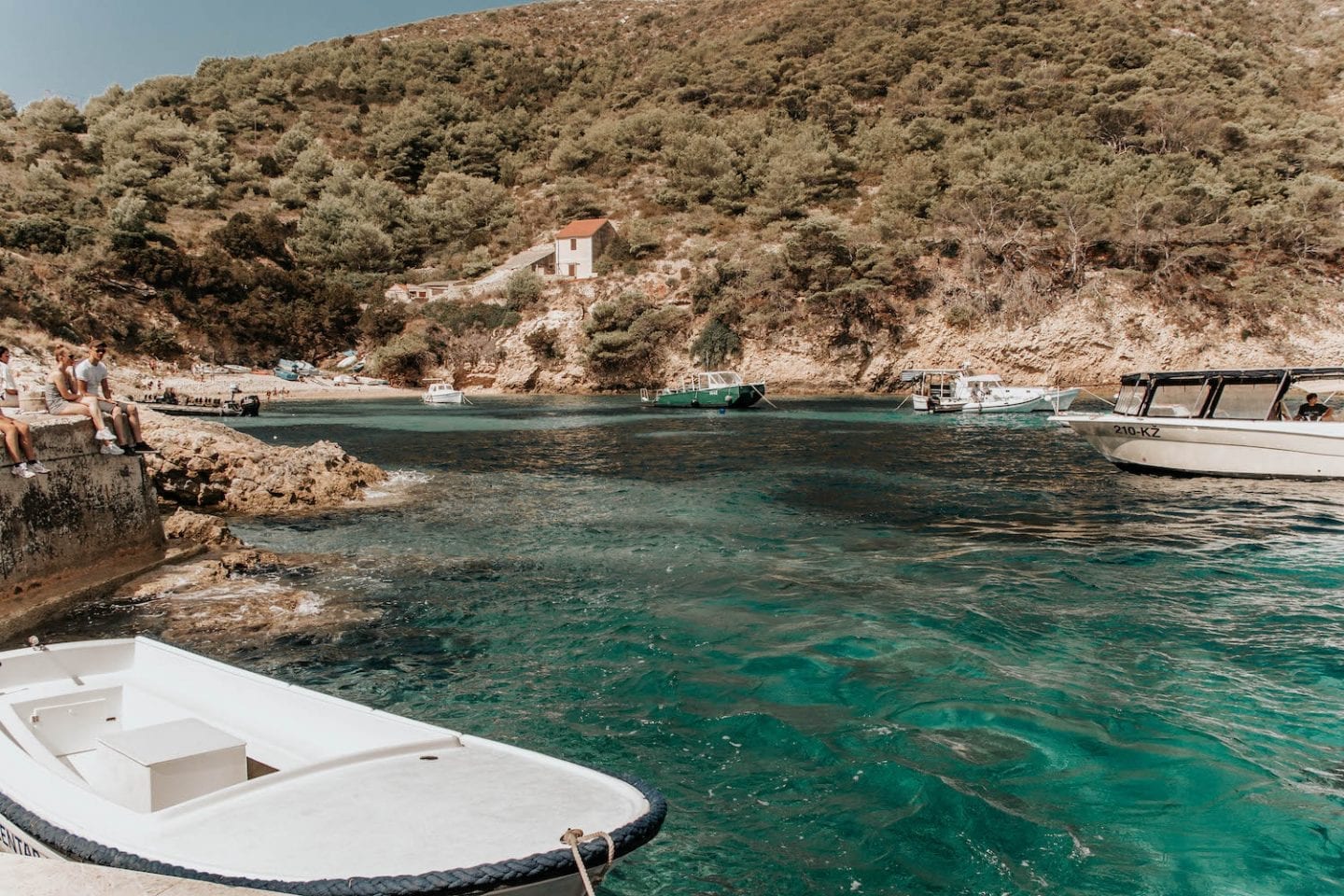 Remote island bay of emerald water - Bisevo Island, Croatia