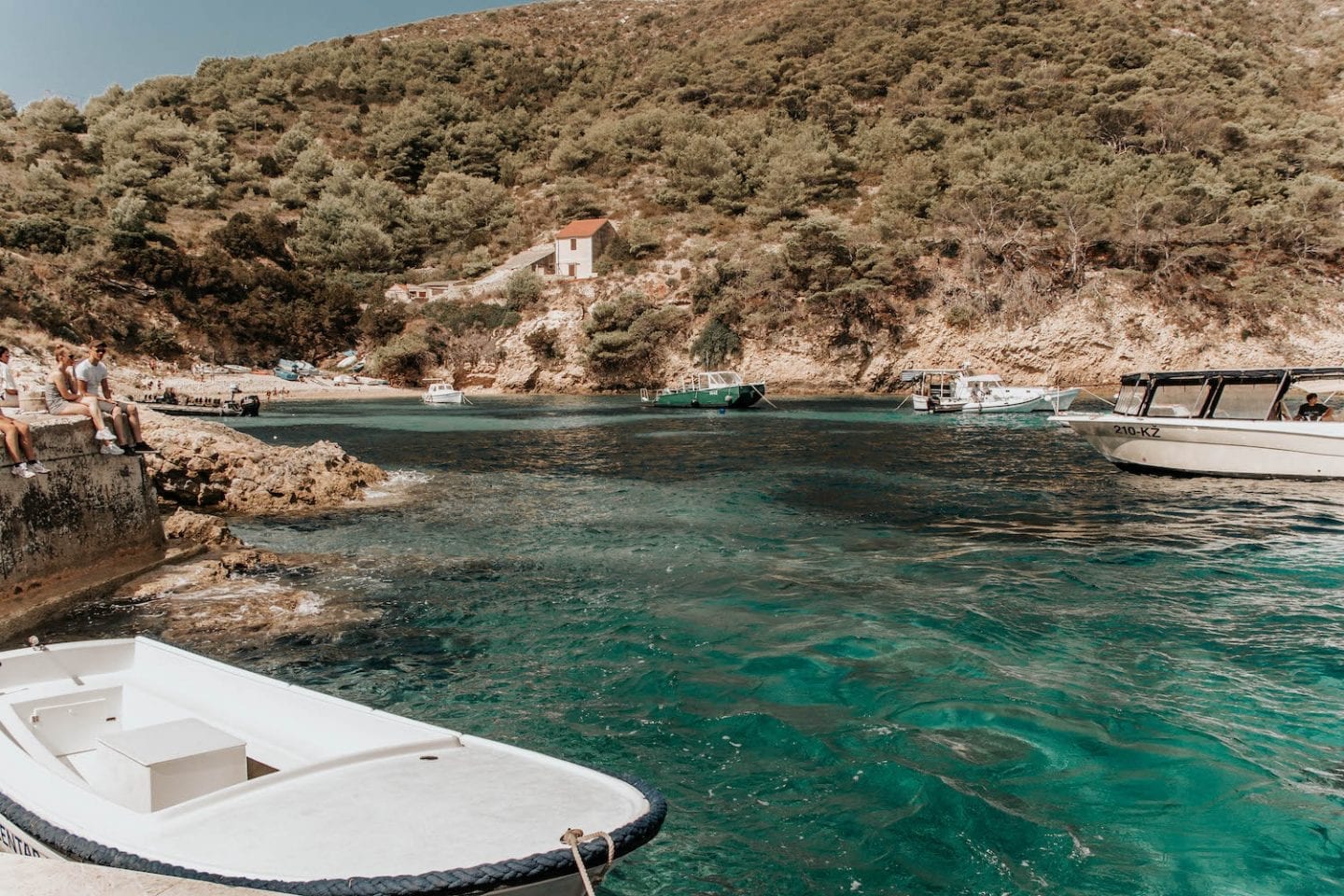 Remote island bay of emerald water - Bisevo Island, Croatia
