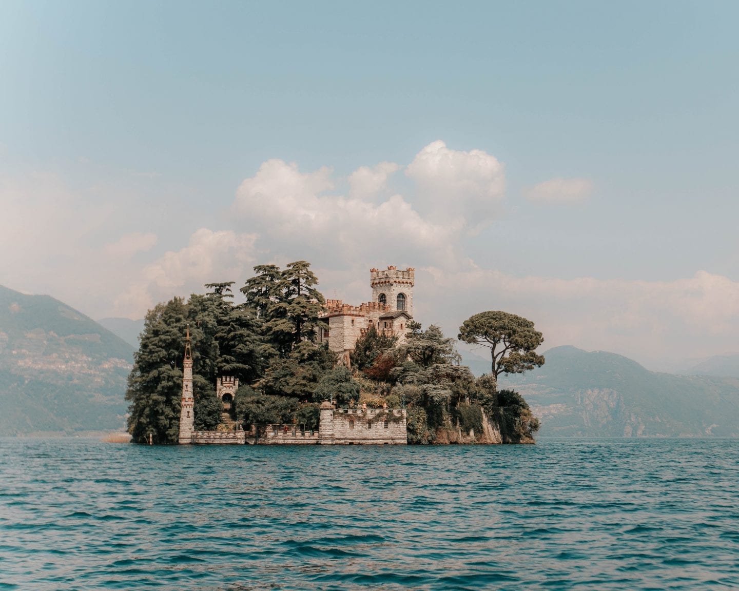 Castle on an Island in the middle of a lake - Isola di Loreto, Lake Iseo, Italy - Day Trip from Milan