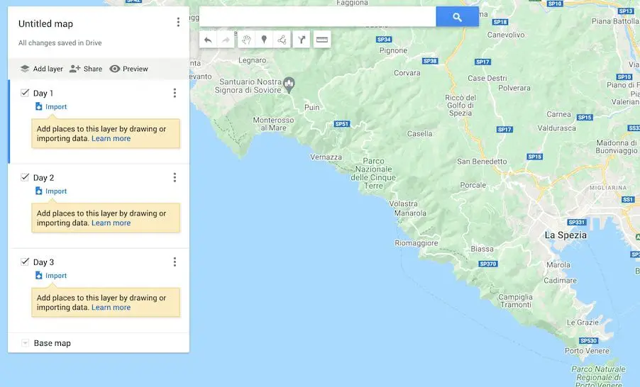 create google travel map