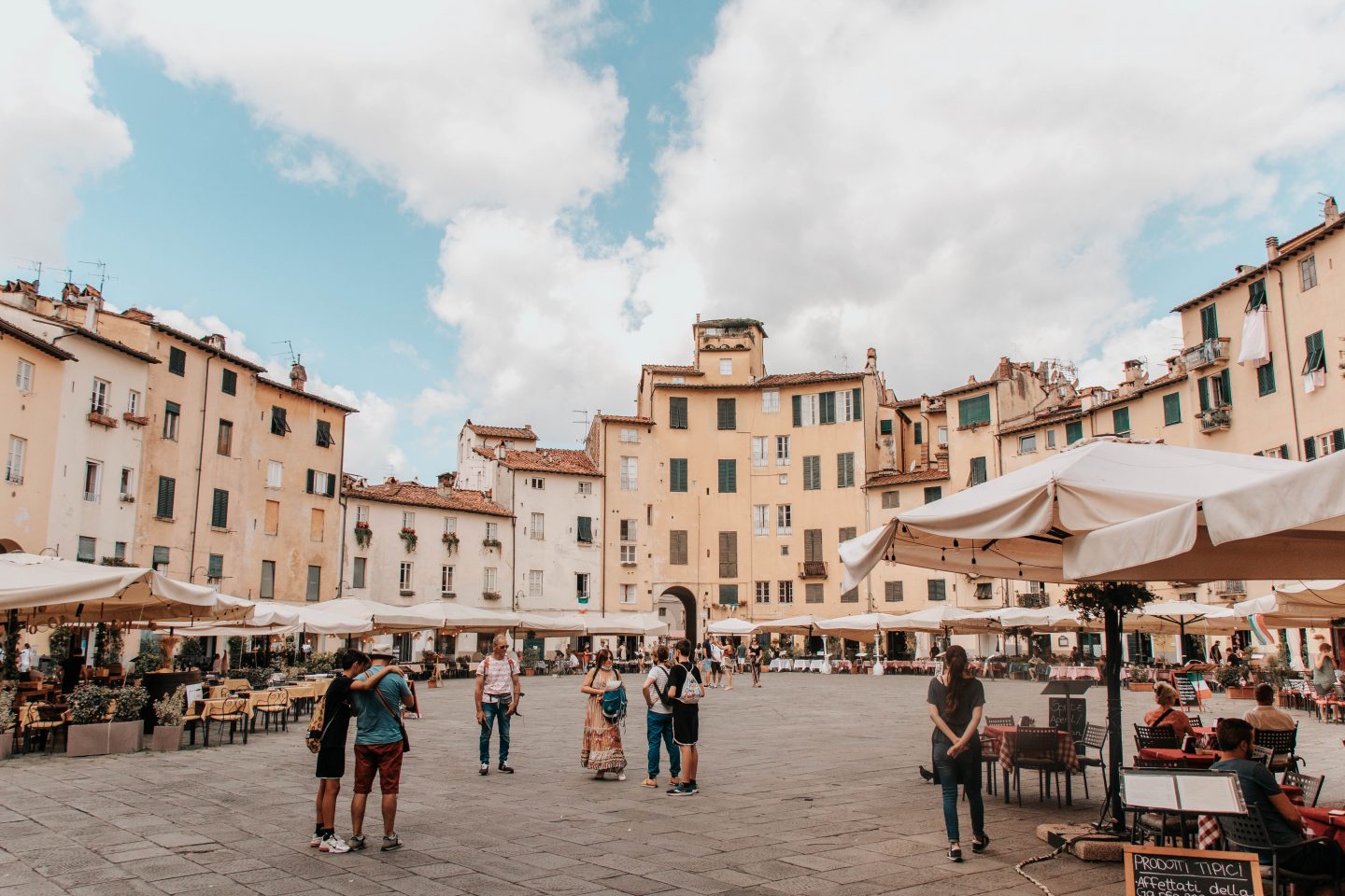 Italian plaza in the city of Lucca