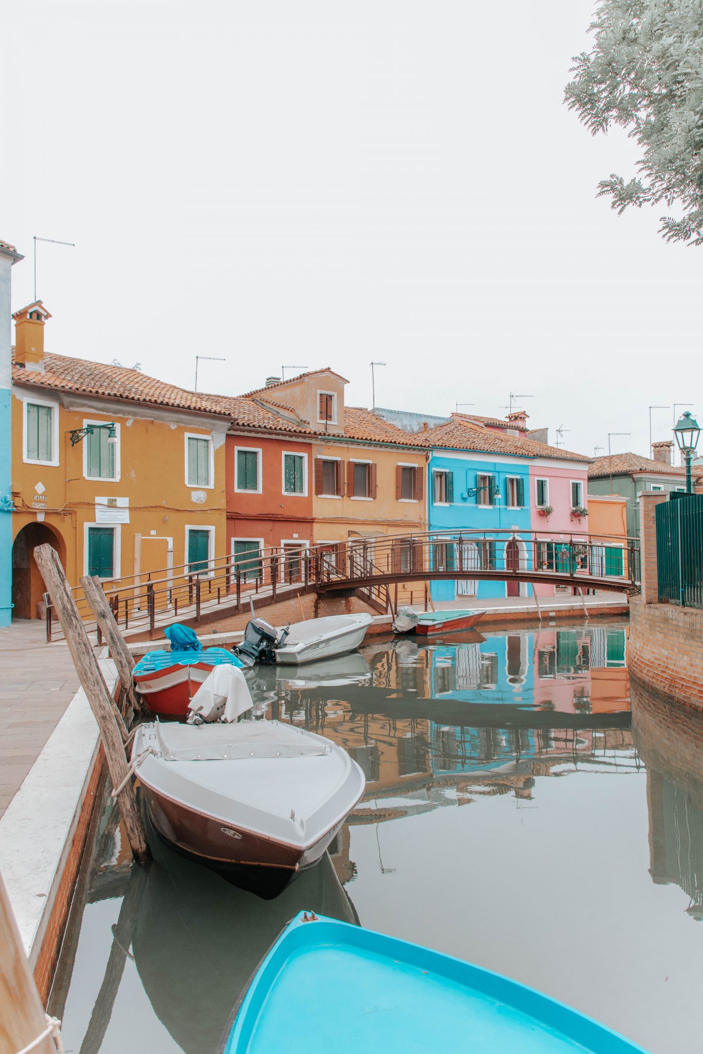 Colorful buildings along a canal in Burano