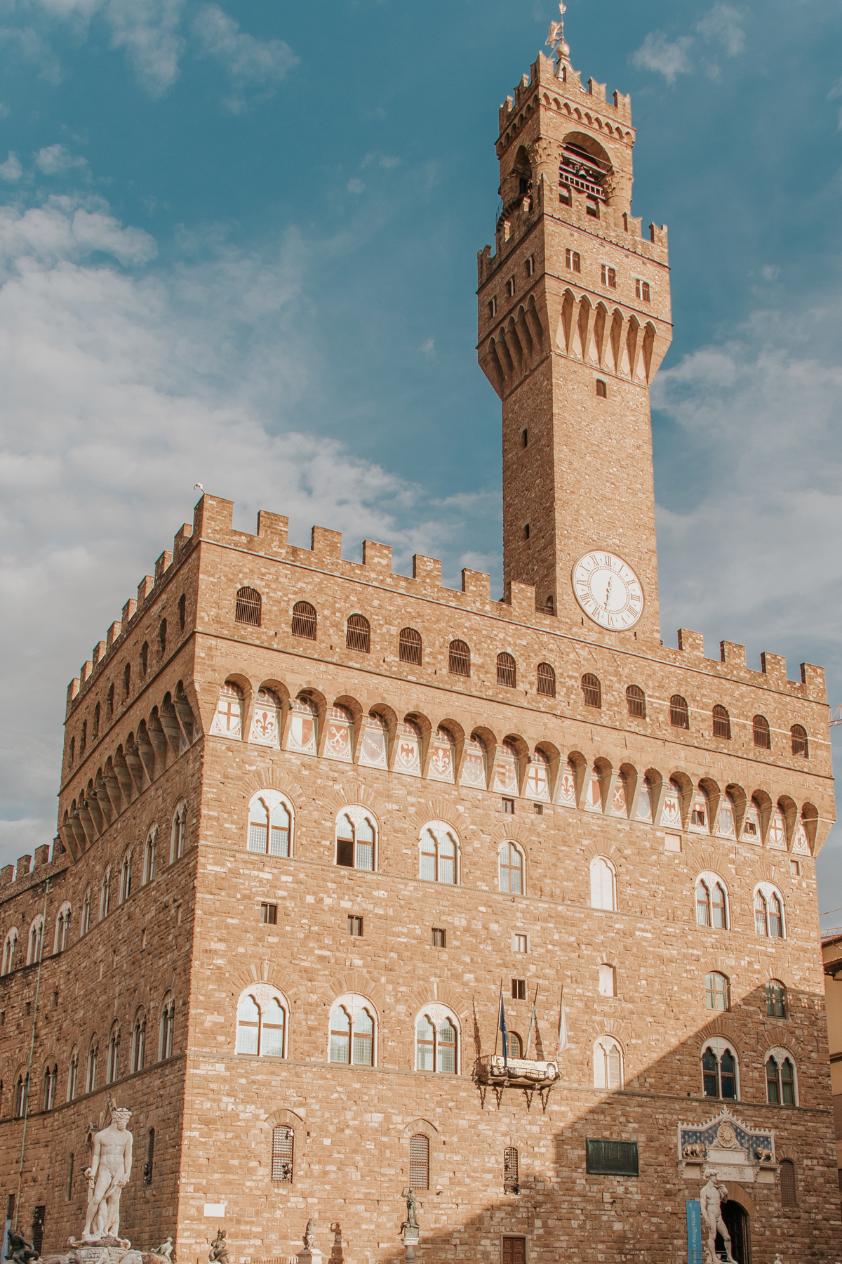 Historic Italian Palazzo in a busy square of Florence, Italy